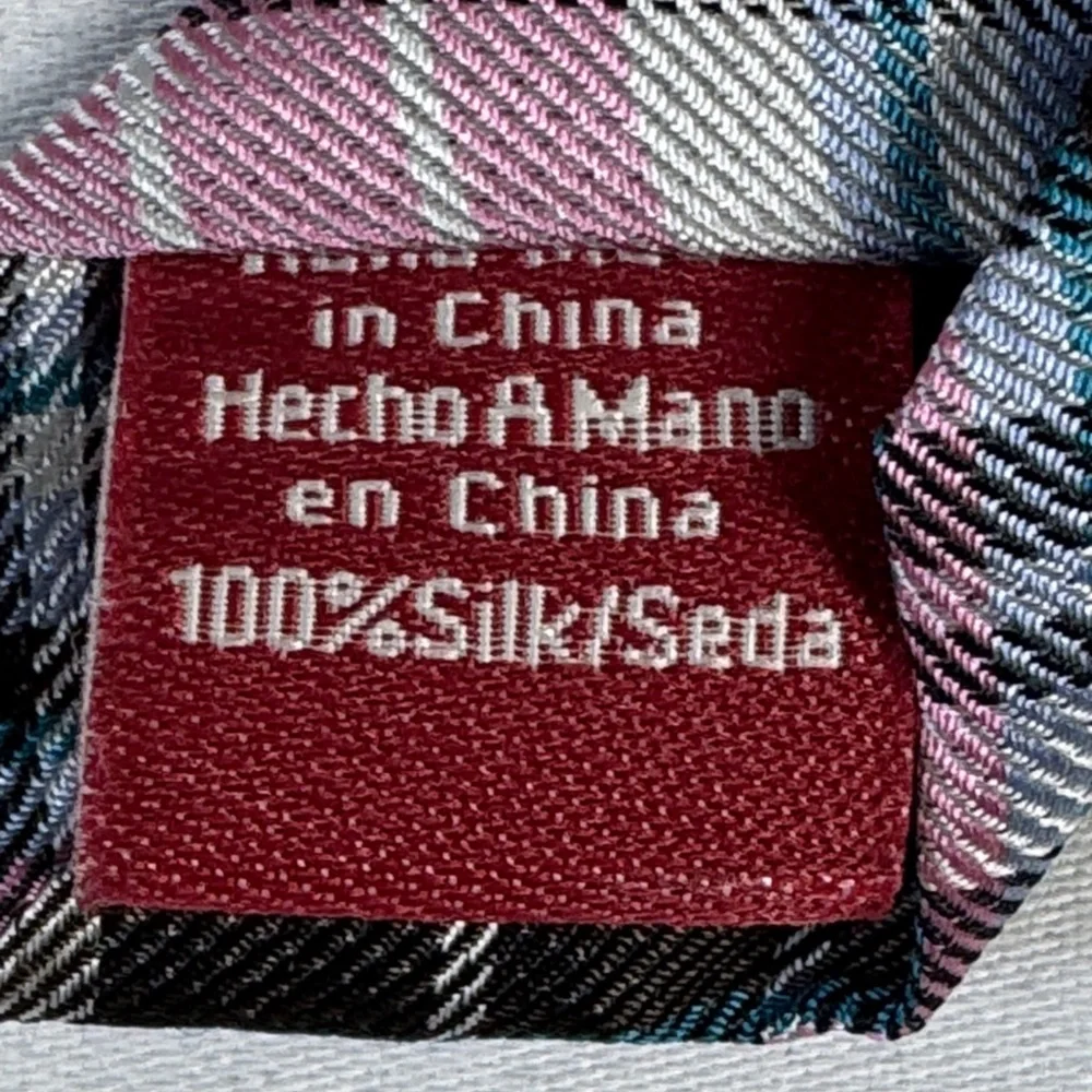 Original Penguin Plaid Tie - Brown, Pink, and Gray. Silk.